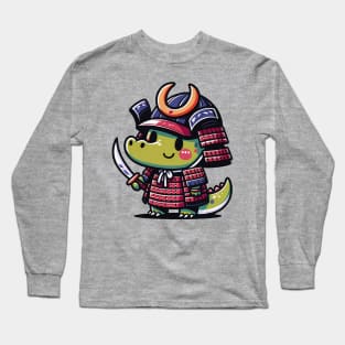 Kawaii Samurai Cute Animal Alligator Crocodile with Katana Long Sleeve T-Shirt